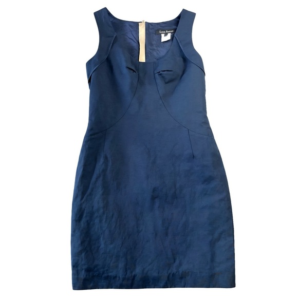 Lida Baday Dresses & Skirts - Lida Baday Navy Blue Linen Blend Sheath Dress Sleeveless - Size 6